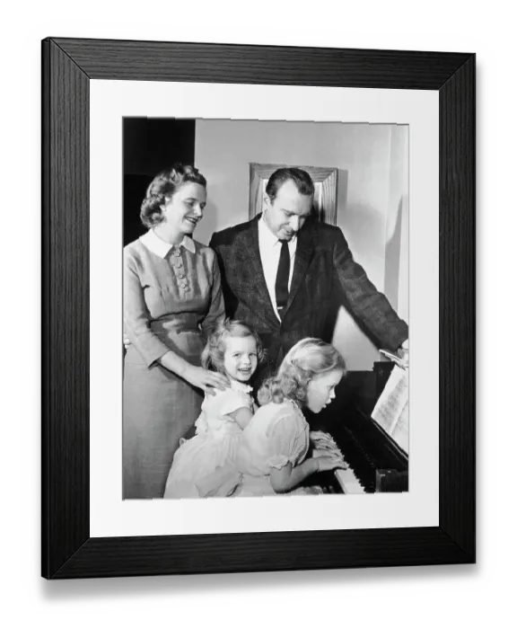 Framed Print : Walter Cronkite with Wife and Daughters Framed Print : Walter Cronkite with Wife and Daughters