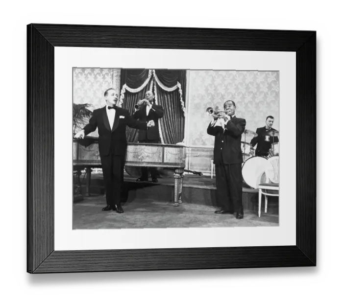 Framed Print : Bing Crosby Singing and Louis Armstrong Playing Trumpet