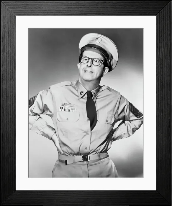 Framed Print : Comedian Phil Silvers in Costume as Sergeant Bilko Framed Print : Comedian Phil Silvers in Costume as Sergeant Bilko