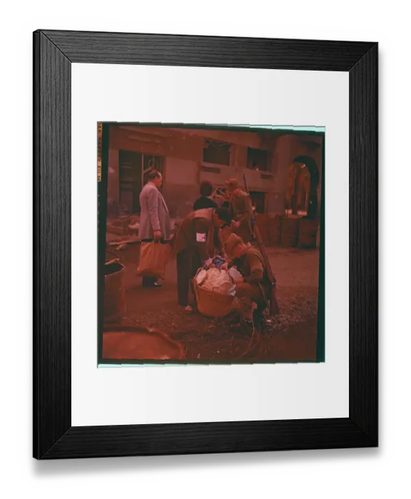 Framed Print : British Sentry Searching Through Basket of Bread Framed Print : British Sentry Searching Through Basket of Bread