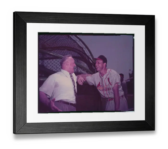 Framed Print : Frankie Frish Chatting with Stan Musial