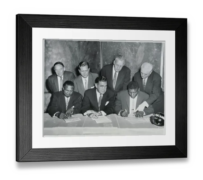 Framed Print : Boxers Moore and Patterson Signing Contracts Framed Print : Boxers Moore and Patterson Signing Contracts