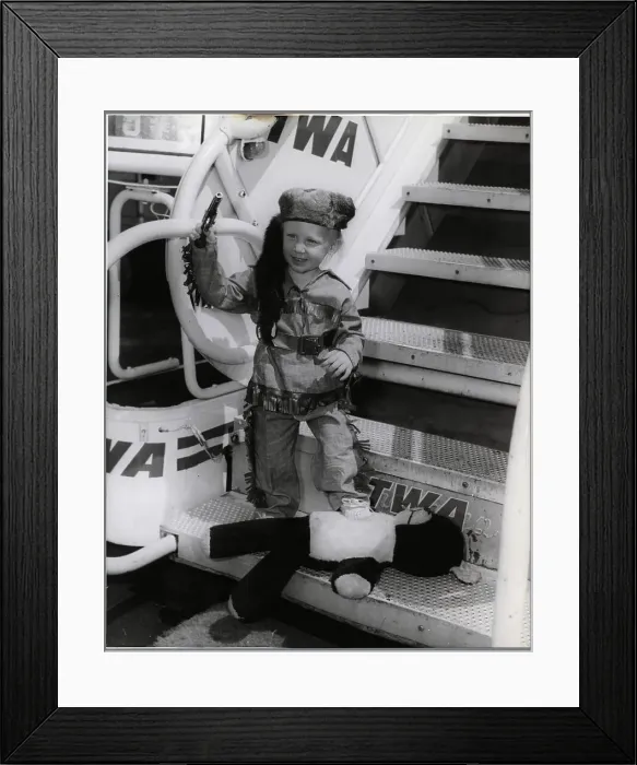 Framed Print : Girl Dressed as Davy Crockett Framed Print : Girl Dressed as Davy Crockett