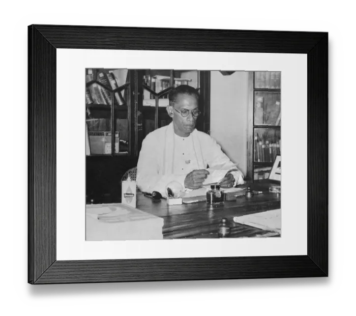 Framed Print : SW.R.D. Bandaranaike Sitting at his Desk