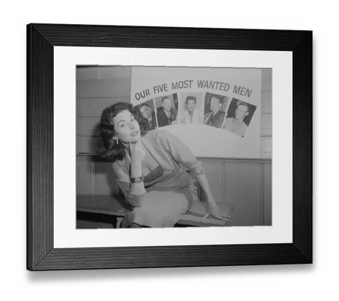 Framed Print : Mara Corday and Results of Most Wanted Men Poll Framed Print : Mara Corday and Results of Most Wanted Men Poll