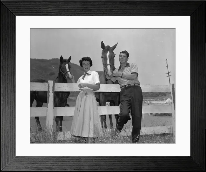 Framed Print : Ronald and Nancy Reagan with Horses