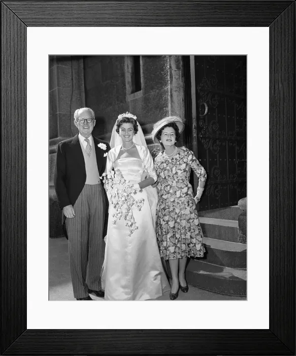 Framed Print : Jean Ann Kennedy with Her Parents on Her Wedding Day