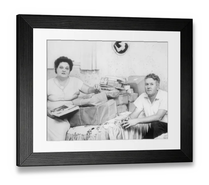 Framed Print : The Presley Parents Displaying Gifts from Elvis Fans Framed Print : The Presley Parents Displaying Gifts from Elvis Fans