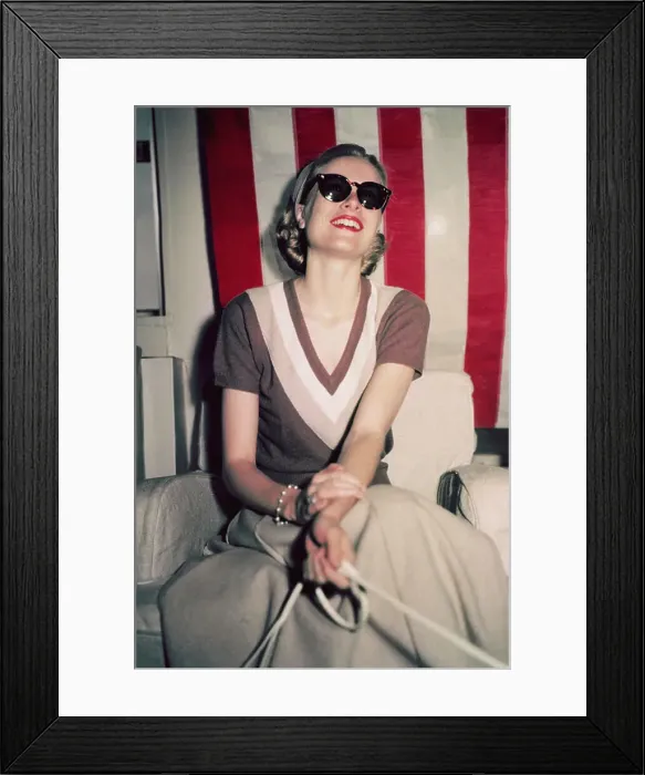 Framed Print : Smiling Grace Kelly in Sunglasses Framed Print : Smiling Grace Kelly in Sunglasses