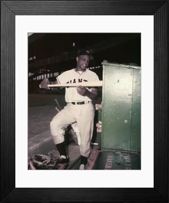 Framed Print : Willie Mays Placing a Bat into the Bat Rack Framed Print : Willie Mays Placing a Bat into the Bat Rack