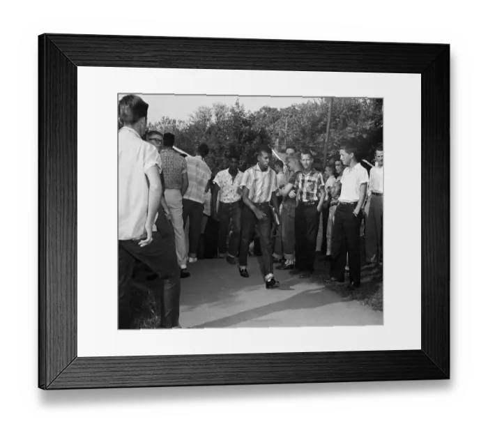 Framed Print : Black Students Walking Through Crowd of White Students