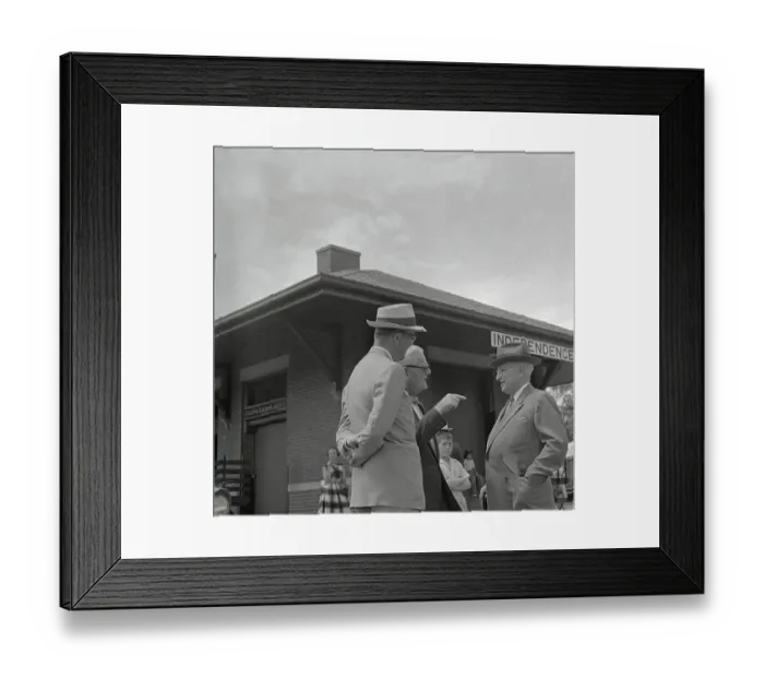 Framed Print : Harry S. Truman Talking with Friends at Station