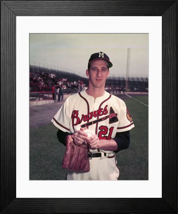 Framed Print : Warren Spahn Holding Baseball Framed Print : Warren Spahn Holding Baseball