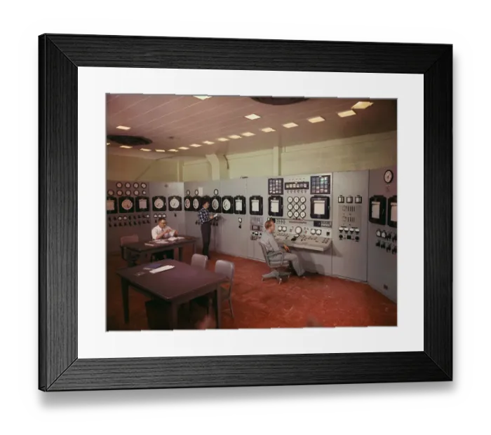 Framed Print : Employees at Reactor Panel