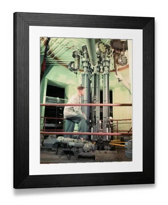 Framed Print : Employee at Boiling Water Reactor Mechanisms Framed Print : Employee at Boiling Water Reactor Mechanisms