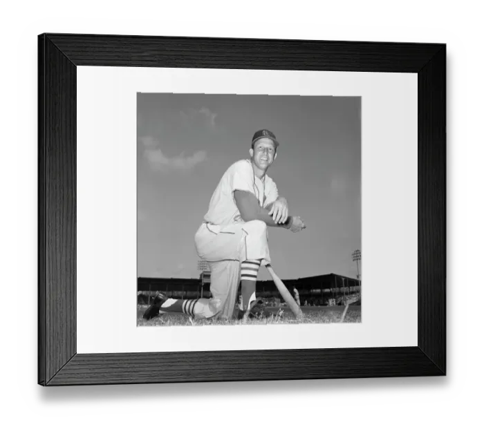 Framed Print : Kneeled Photo Of Stan Musial W / Bat Framed Print : Kneeled Photo Of Stan Musial W / Bat