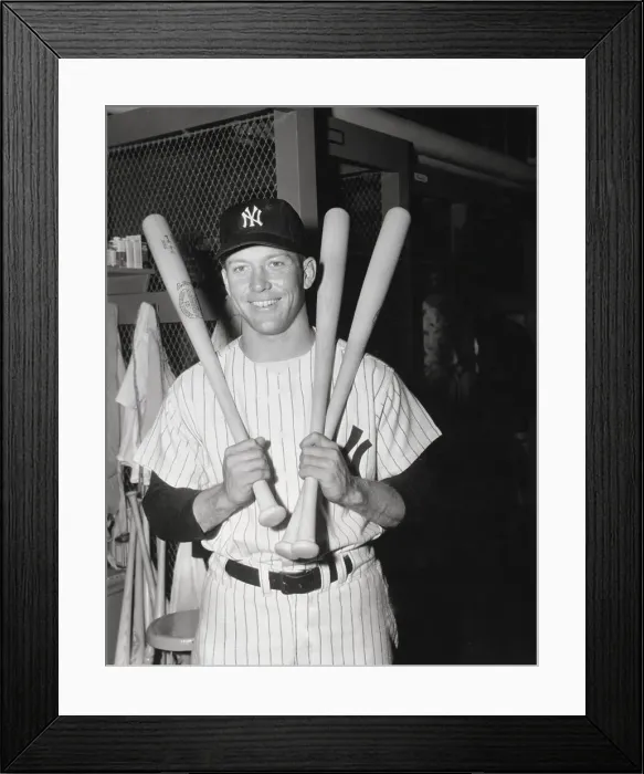 Framed Print : Mickey Mantle Holding Three Bats Framed Print : Mickey Mantle Holding Three Bats