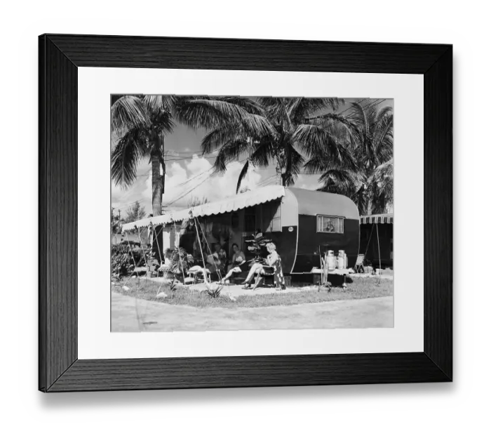 Framed Print : Family at Mobile Home Framed Print : Family at Mobile Home