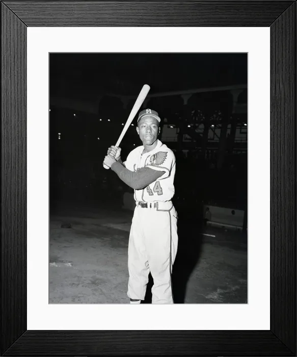 Framed Print : Baseball Player Hank Aaron Holding Bat Framed Print : Baseball Player Hank Aaron Holding Bat
