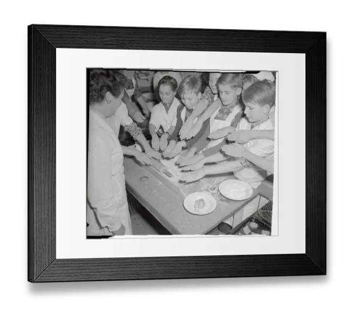 Framed Print : Boys Getting Hands Inspected Before Cooking Class