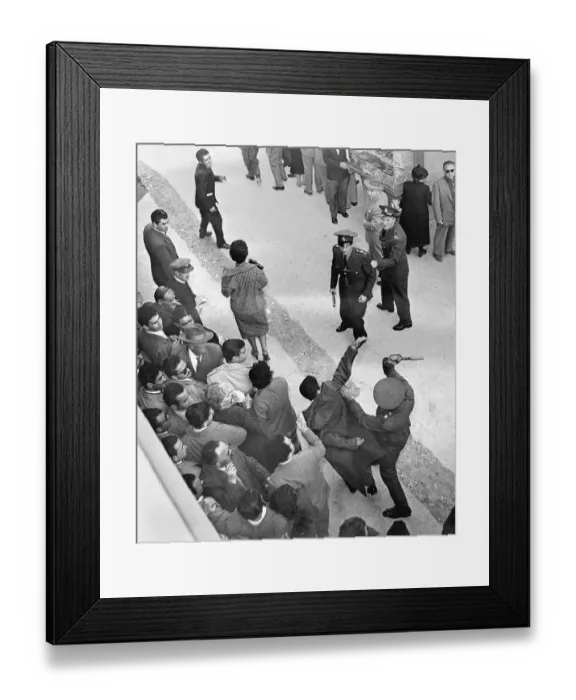 Framed Print : Policeman Swinging His Club at a Rioter Framed Print : Policeman Swinging His Club at a Rioter