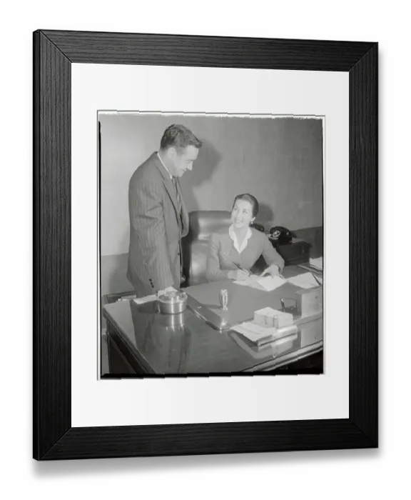 Framed Print : Marianne Cooks Talking with Edward Muhl Framed Print : Marianne Cooks Talking with Edward Muhl