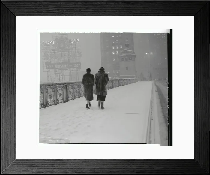 Framed Print : Woman Walking Across Bridge Framed Print : Woman Walking Across Bridge