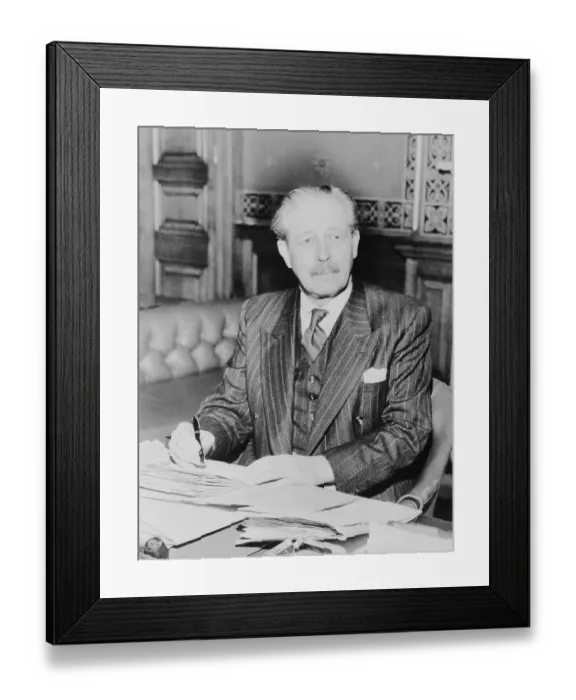 Framed Print : Secretary Harold MacMillan at His Desk Framed Print : Secretary Harold MacMillan at His Desk