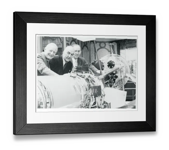 Framed Print : Harlow H. Curtice and Associates Looking at Jet Engine Framed Print : Harlow H. Curtice and Associates Looking at Jet Engine