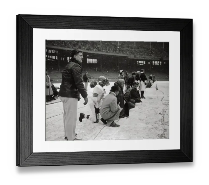 Framed Print : Cleveland Browns Game Being Observed by Coach on Sideline Framed Print : Cleveland Browns Game Being Observed by Coach on Sideline