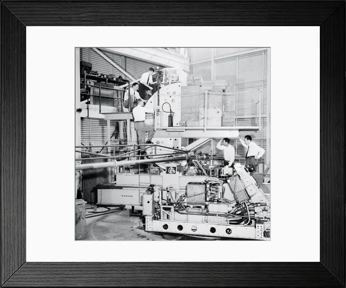 Framed Print : Robert Hofstadter and Others Working on Nuclear Microscope Framed Print : Robert Hofstadter and Others Working on Nuclear Microscope