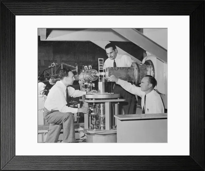 Framed Print : Robert Hofstadter and Others Using Nuclear Microscope Framed Print : Robert Hofstadter and Others Using Nuclear Microscope