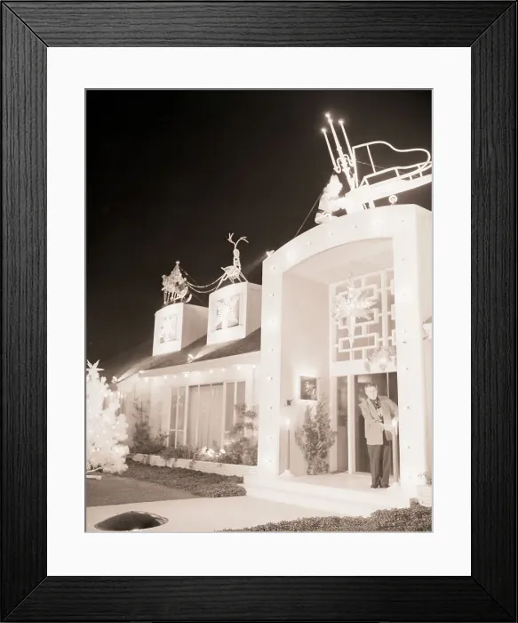Framed Print : Liberace in His Doorway at Christmas Framed Print : Liberace in His Doorway at Christmas