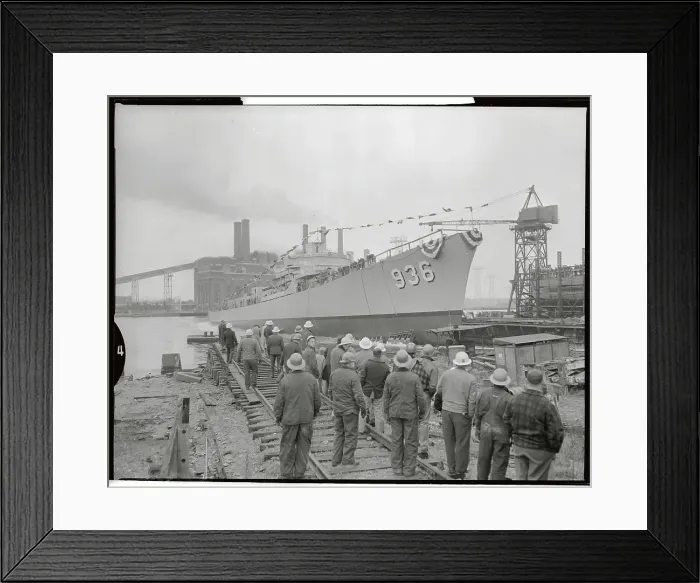 Framed Print : People Watching Launching of Decatur Framed Print : People Watching Launching of Decatur