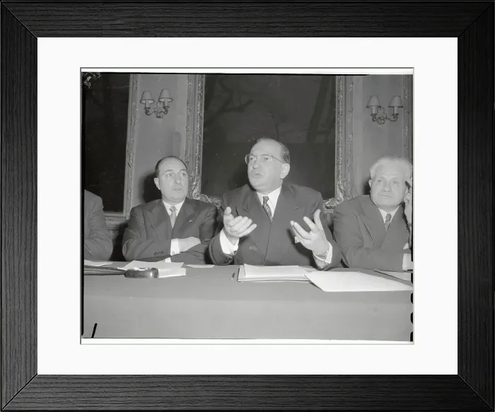 Framed Print : Premier Edgar Faure During a Press Conference Framed Print : Premier Edgar Faure During a Press Conference