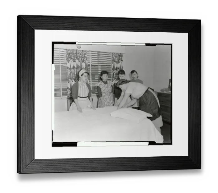 Framed Print : Japanese Brides Observing Nurse Diapering Baby Framed Print : Japanese Brides Observing Nurse Diapering Baby
