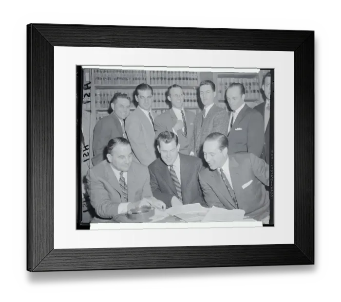 Framed Print : Baseball Players at Grievance Meeting with Attorney Framed Print : Baseball Players at Grievance Meeting with Attorney