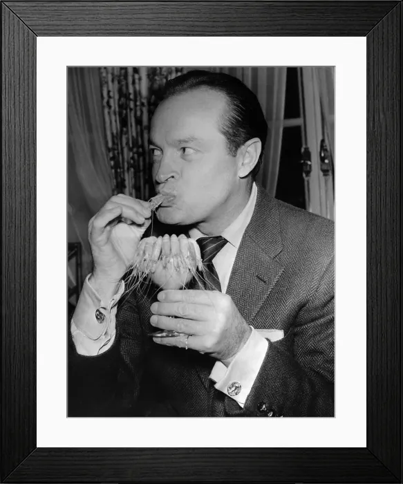 Framed Print : Bob Hope Eating Prawn Framed Print : Bob Hope Eating Prawn