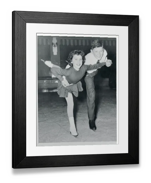 Framed Print : Young British Couple Performing Skating Routine Framed Print : Young British Couple Performing Skating Routine