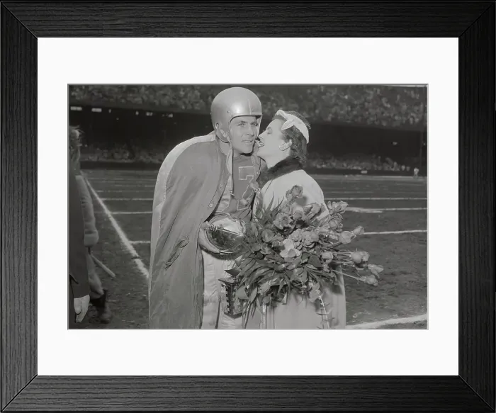 Framed Print : Doak Walker Being Kissed by His Wife Framed Print : Doak Walker Being Kissed by His Wife