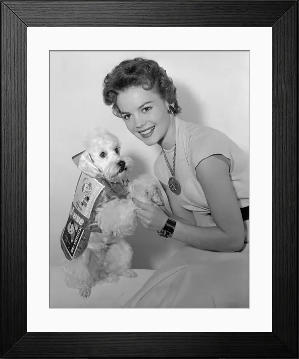 Framed Print : Natalie Wood Posing with Her Dog Framed Print : Natalie Wood Posing with Her Dog