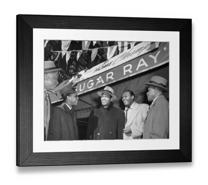 Framed Print : Sugar Ray Robinson Standing in Street with Friends Framed Print : Sugar Ray Robinson Standing in Street with Friends