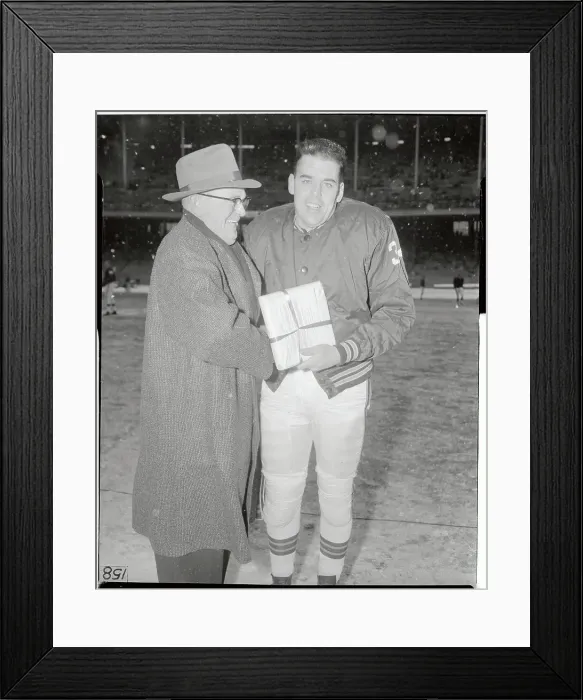 Framed Print : Otto Graham Posing with John H. Borland on Football Field Framed Print : Otto Graham Posing with John H. Borland on Football Field