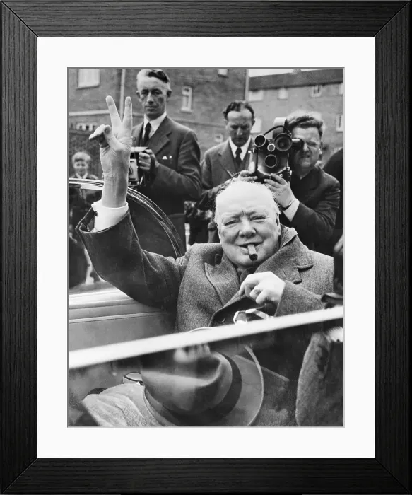 Framed Print : Winston Churchill Waving Framed Print : Winston Churchill Waving