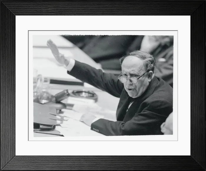 Framed Print : Victor A. Belaunde Holding Arm up as He Speaks to Delegation Framed Print : Victor A. Belaunde Holding Arm up as He Speaks to Delegation