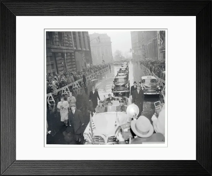 Framed Print : Motorcade Progressing Down a Street Framed Print : Motorcade Progressing Down a Street
