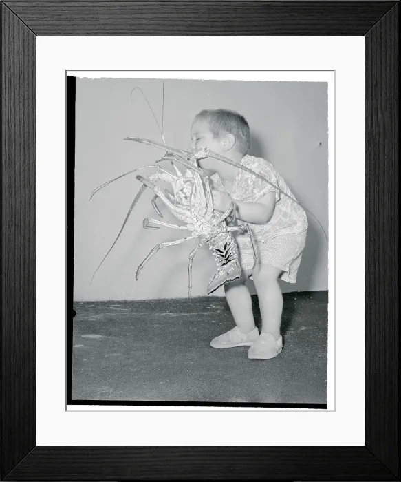 Framed Print : Boy Holding Lobster Framed Print : Boy Holding Lobster