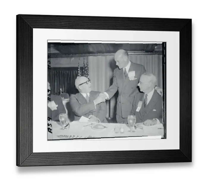 Framed Print : George Meany Shaking Hands With Charles Sligh Framed Print : George Meany Shaking Hands With Charles Sligh