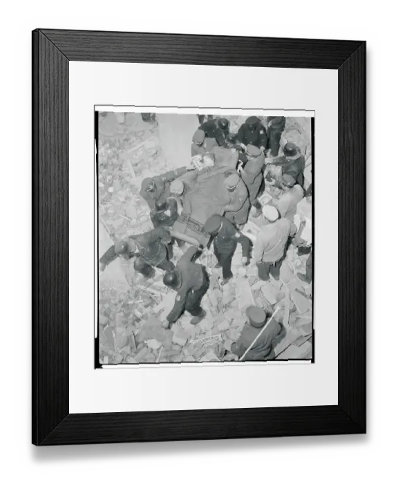 Framed Print : Rescuers Carrying Injured Occupant Framed Print : Rescuers Carrying Injured Occupant
