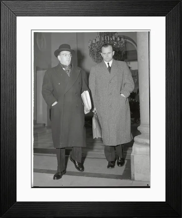 Framed Print : Edgar Faure Speaking to Newsmen Framed Print : Edgar Faure Speaking to Newsmen